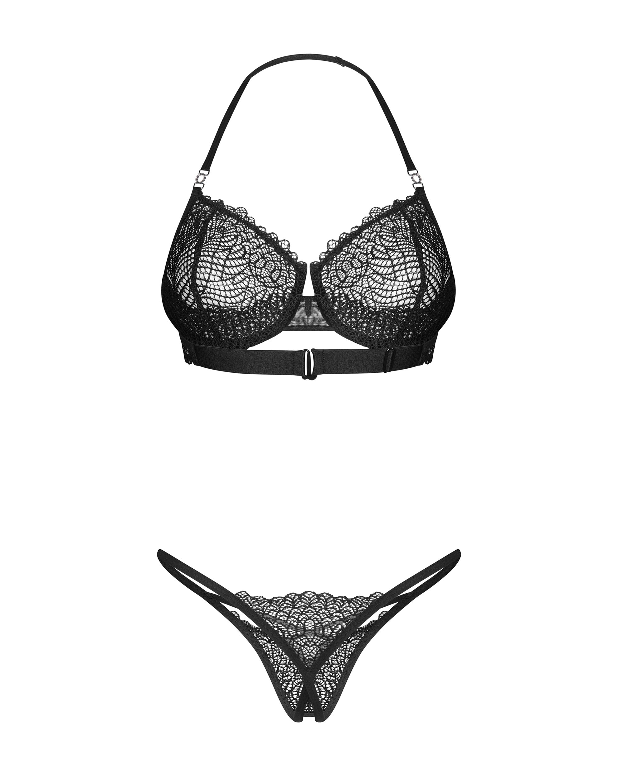 Obsessive avatud pitsist aluspesu komplekt "Iliosa Black"