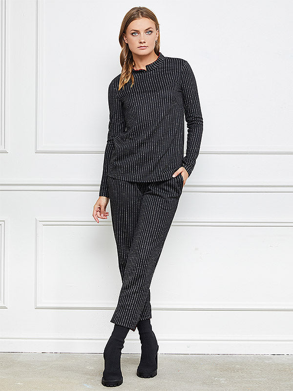 Lega kelnės "Arietta Black - White Stripes"