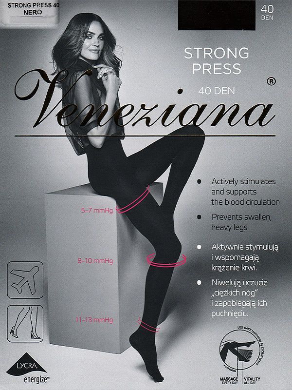 Veneziana kompresinės pėdkelnės "Strong Press 40 Den Black"