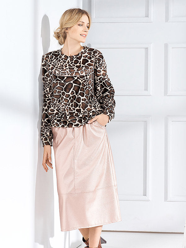 Lega dirbtinės odos midi sijonas "Irma Rose Gold"