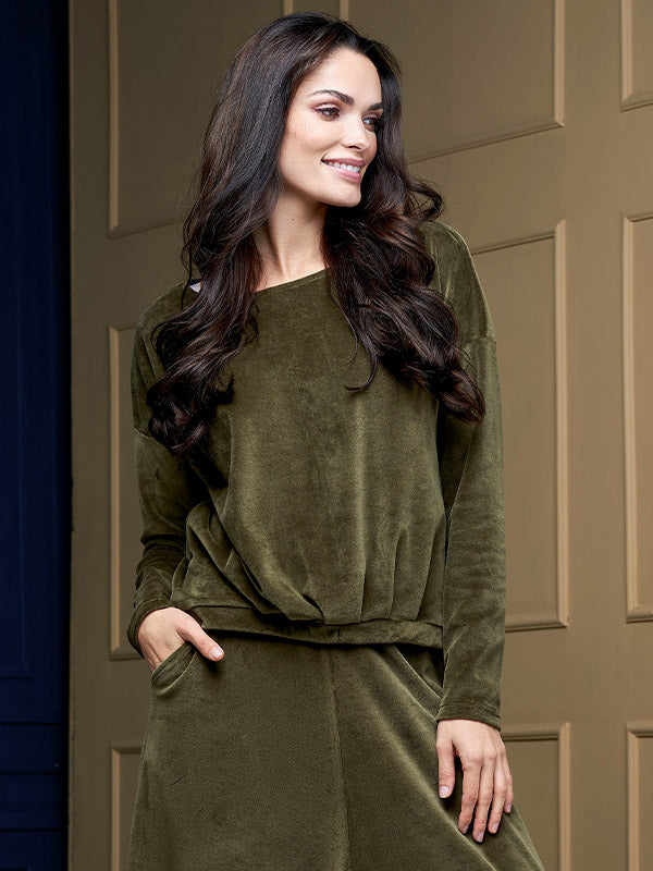 Lega medvilninė laisvalaikio palaidinė "Milina Olive Velour"