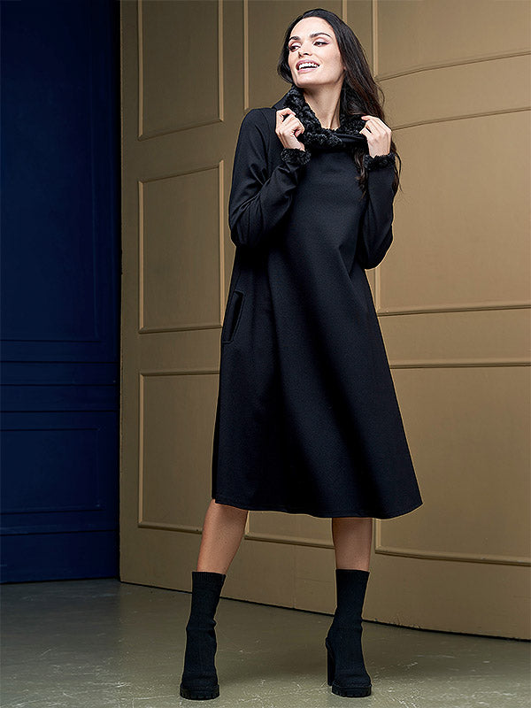 Lega suknelė su kailiuku "Henrieta Black"