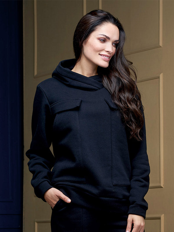 Lega medvilninis džemperis su gobtuvu "Sheila Black"