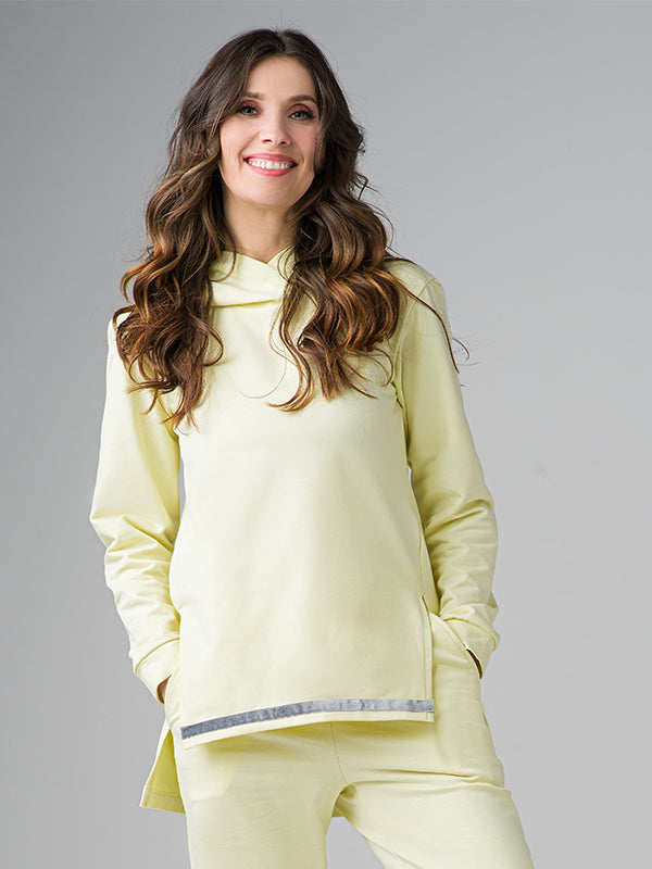 Lega medvilninis laisvalaikio džemperis su gobtuvu "Costanza Light Yellow"