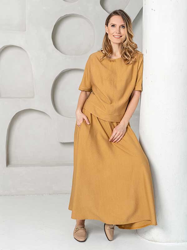 Lega ilgas viskozinis sijonas "Benita Honey"