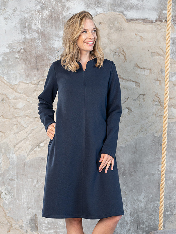 Lega medvilninė suknelė su pūkeliu iš vidaus "Beatriche Navy"