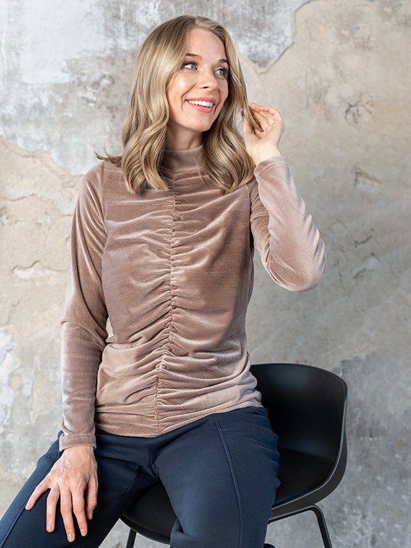 Lega puošni veliūrinė palaidinė "Zoya Cappuccino Velour"