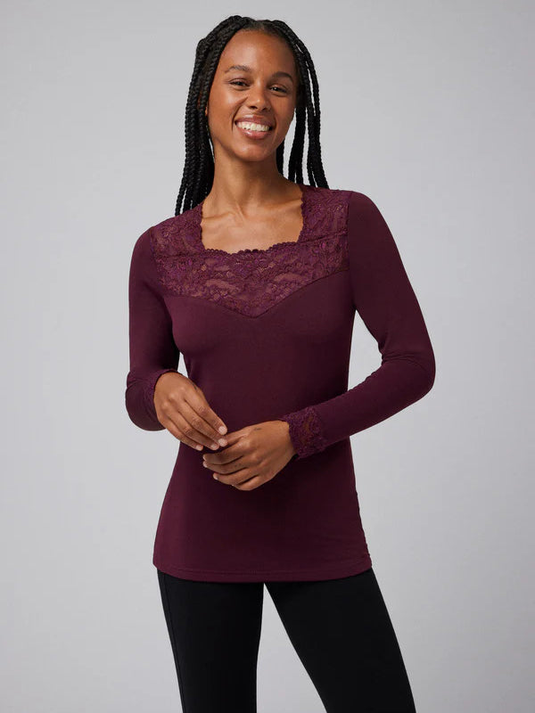 Ysabel Mora termo marškinėliai su nėriniais "Amaris Wine"