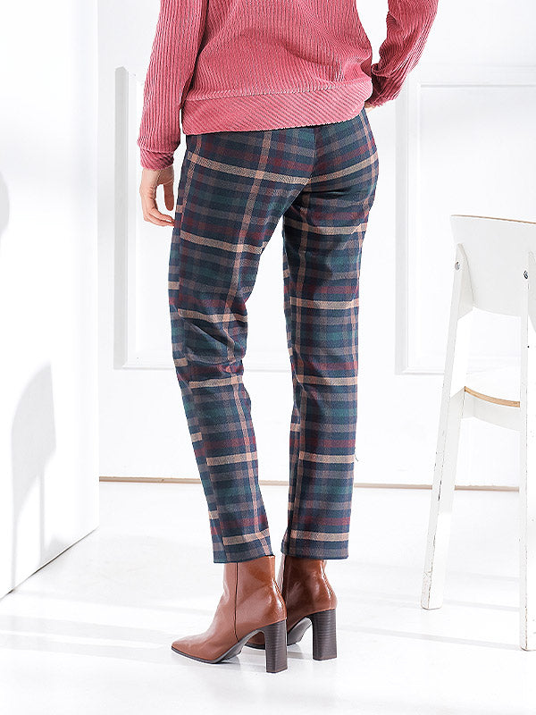 Lega tiesaus kirpimo kelnės "Charlie Navy - Bordeaux - Brown Tweed"