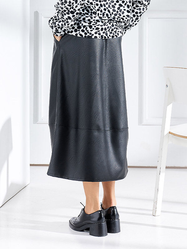 Lega dirbtinės odos midi sijonas "Irma Black"