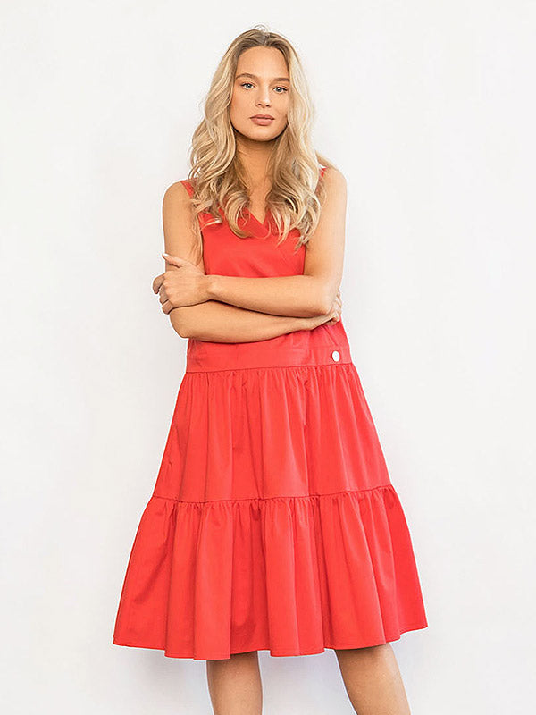 Atella medvilninė A silueto suknelė be rankovių "Henda Coral"