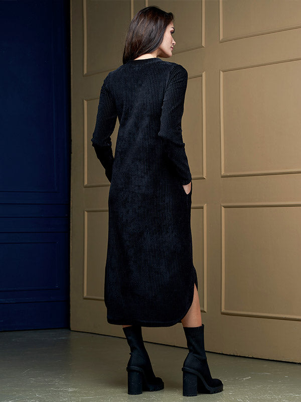 Lega medvilninė velvetinė midi suknelė "Piper Black"