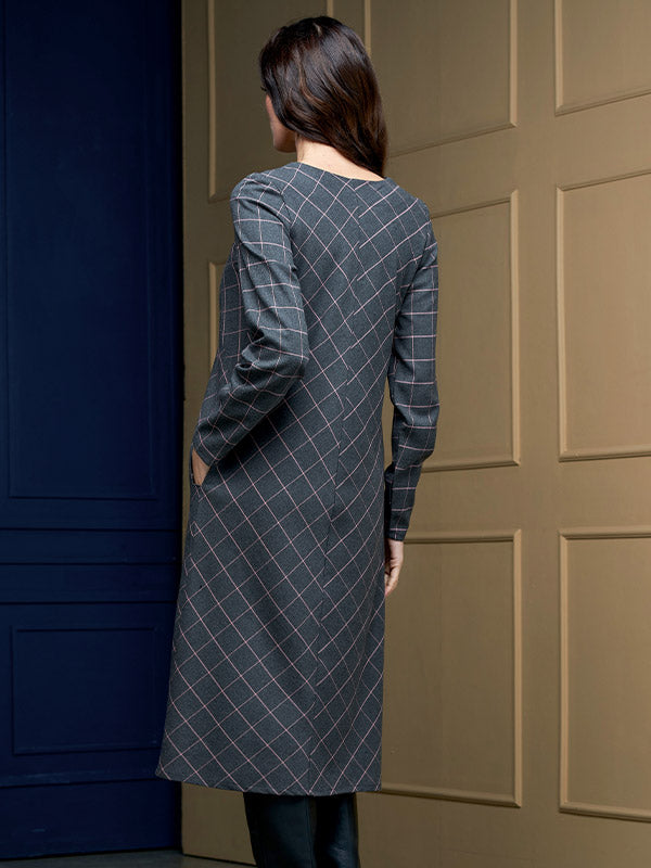 Lega midi suknelė "Rosita Grey - Pink Tweed"