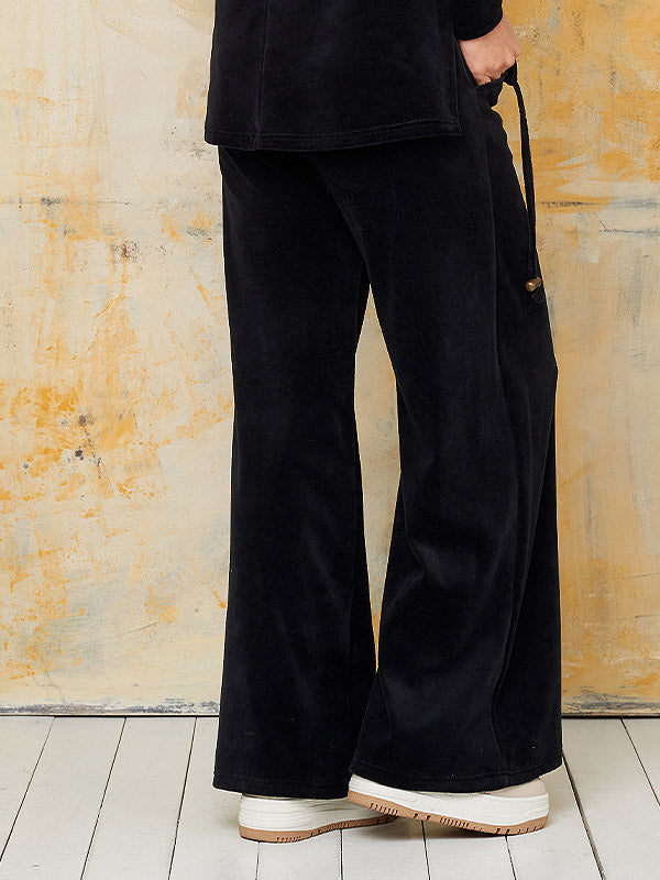 Lega plačios medvilninės kelnės "Lynette Black Velour"