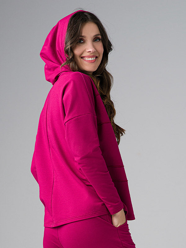 Lega medvilninis laisvalaikio džemperis su gobtuvu "Juna Fuchsia"