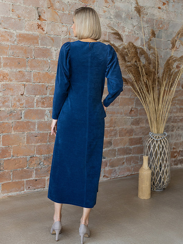 Lega ilga veliūrinė suknelė "Malena Blue"