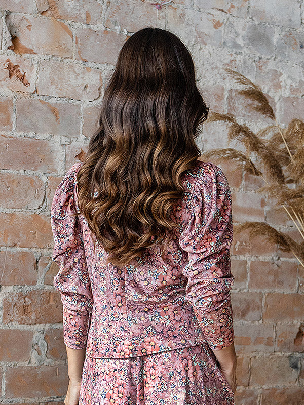 Lega puošni veliūrinė palaidinė "Zeina Rose Flower Print Velour"