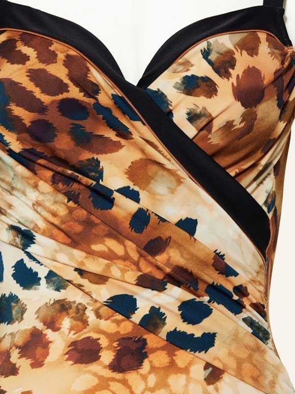 Charmline liekninantis vientisas maudymosi kostiumėlis "Desert Sunset Orange - Black - Brown"