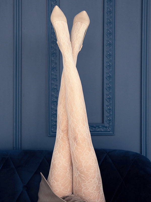 Veneziana tinklinės raštuotos pėdkelnės "Rosa Stile Ecru"