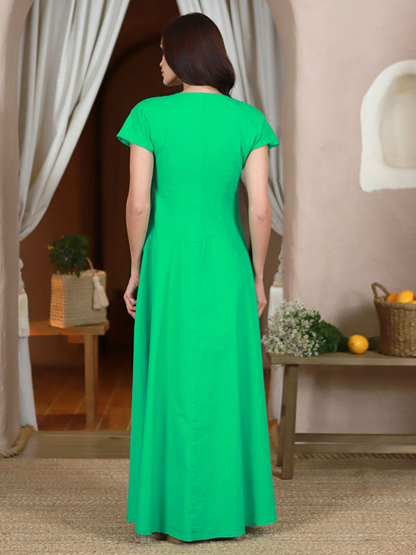 Lega tampraus lino maxi suknelė "Wanessa Sea Foam"