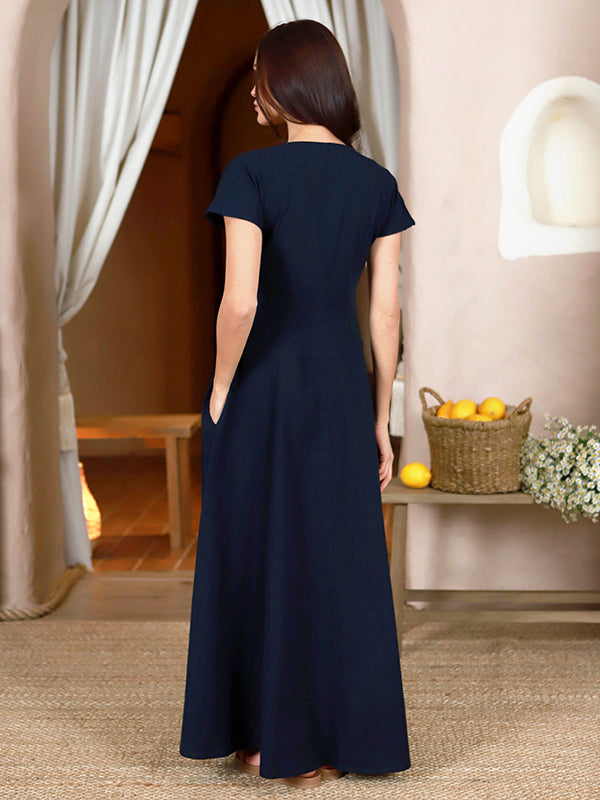 Lega tampraus lino maxi suknelė "Wanessa Navy"