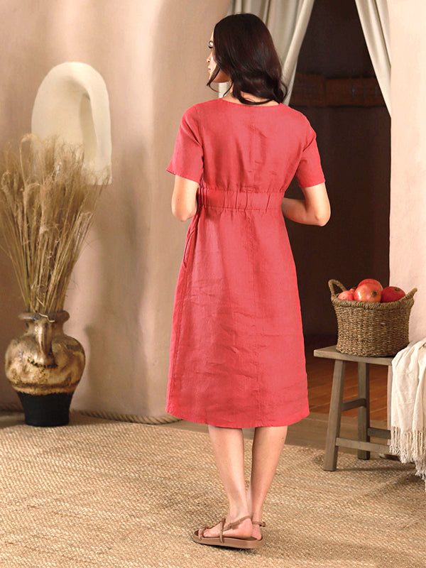 Lega lininė A silueto suknelė "Brenna Raspberry"