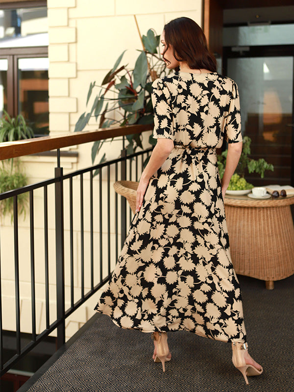 Lega maxi viskozinė suknelė "Indila Black - Beige"