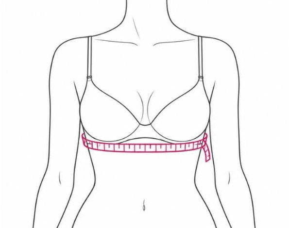 Woman's torso with a tape measure around the ribcage directly under the bust