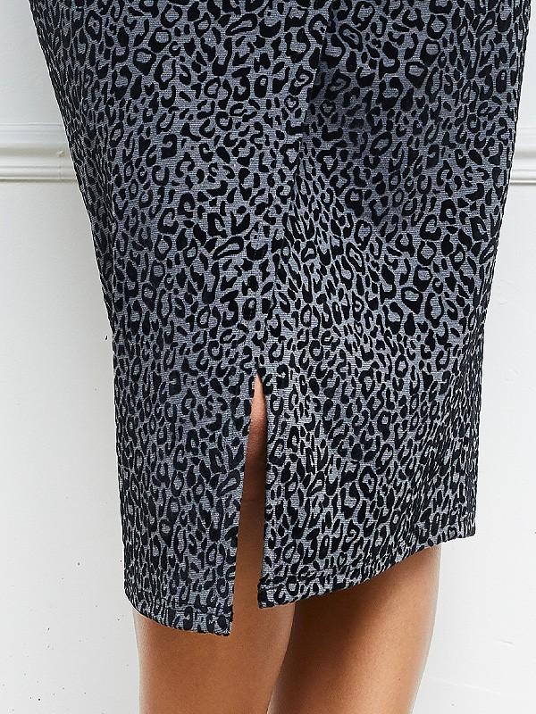 Lega юбка-карандаш "Elysa Grey - Black Velour Cheetah Pattern"