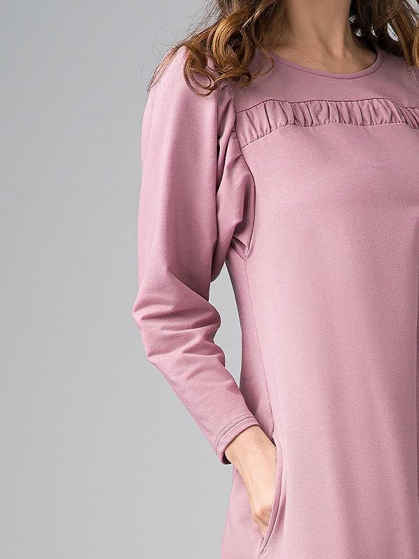Lega laieneva lõikega puuvillane kleit "Leontina Dusty Pink"