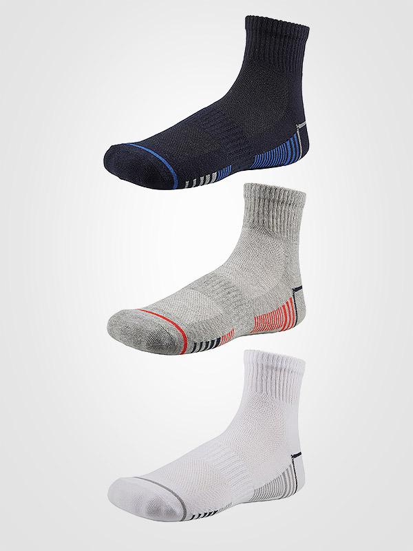 Ysabel Mora 3 paari meeste puuvillaste sportlike sokkide komplekt "Ankle Willy Navy - Grey - White"