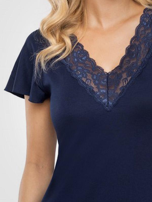 Donna ночная рубашка из вискозы с короткими рукавами "T!ssi 201 Dark Blue"
