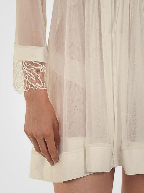 Lisca прозрачный короткий халат с вышитыми рукавами ""Rhapsody Pearl"