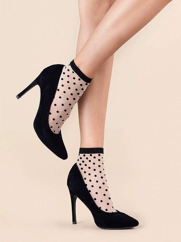 Fiore носочки с узорами "Cute 20 Den Linen - Black"