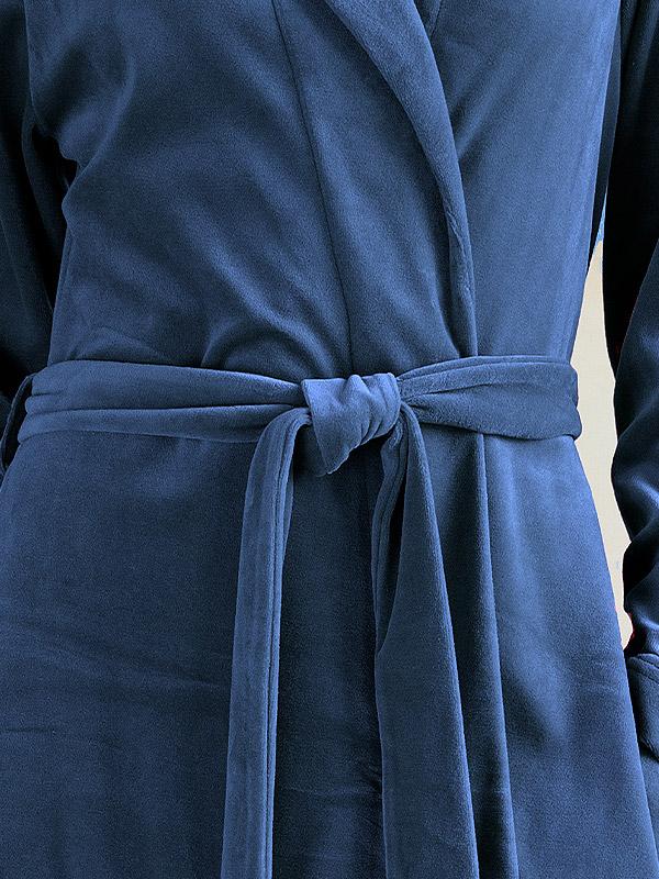 Belmanetti pikk puuvillane hommikumantel "Coletta Velour Blue"