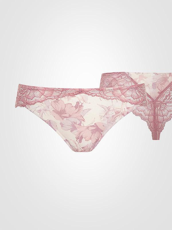 Lisca brasiilia-lõikelised püksikud "Isabelle Ecru - Pink Flower Print"