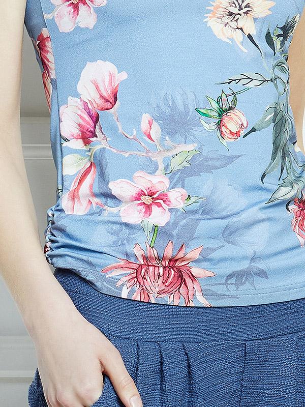 Lega viskoosist pluus "Jill Greyish Blue - Multicolor Flower Print"