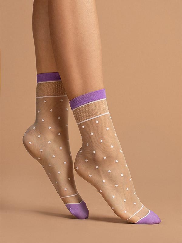 Fiore узорчатые носки "Liz 15 Den Ecru - Violet - White"