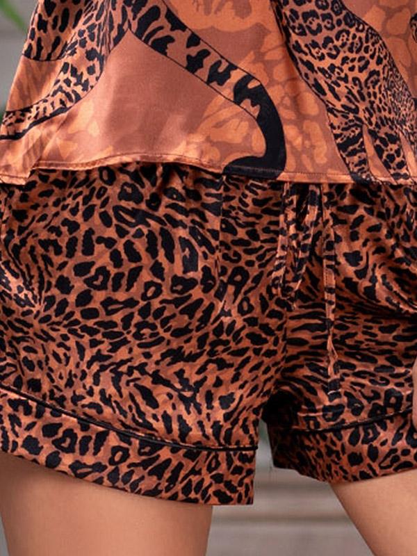 MiaMia siidist pidžaama "Amazonka Brown - Black Cheetah Print"