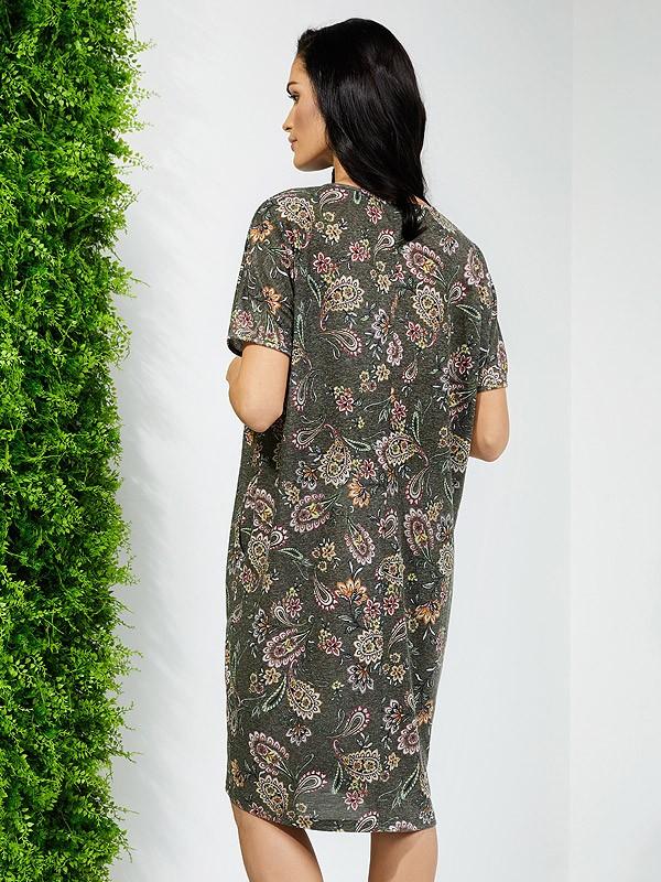 Lega платье со льном "Gardenia Khaki Flower Print"