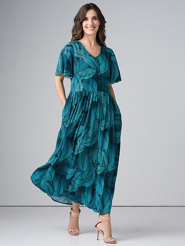 Lega maxi viskoosist kleit "Adita Turquoise Floral Print"