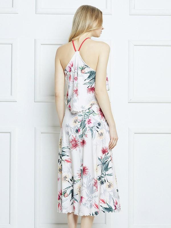 Lega viskoosist kleit "Samantha White - Red Flower Print"
