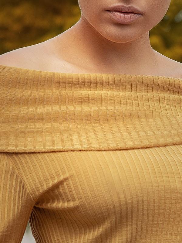 EGI шерстяная блуза с открытыми плечами "Leena Mustard"