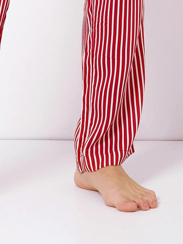 Aruelle pikk viskoosist pidžaama "Camy Long Grey - Red - White Stripes"