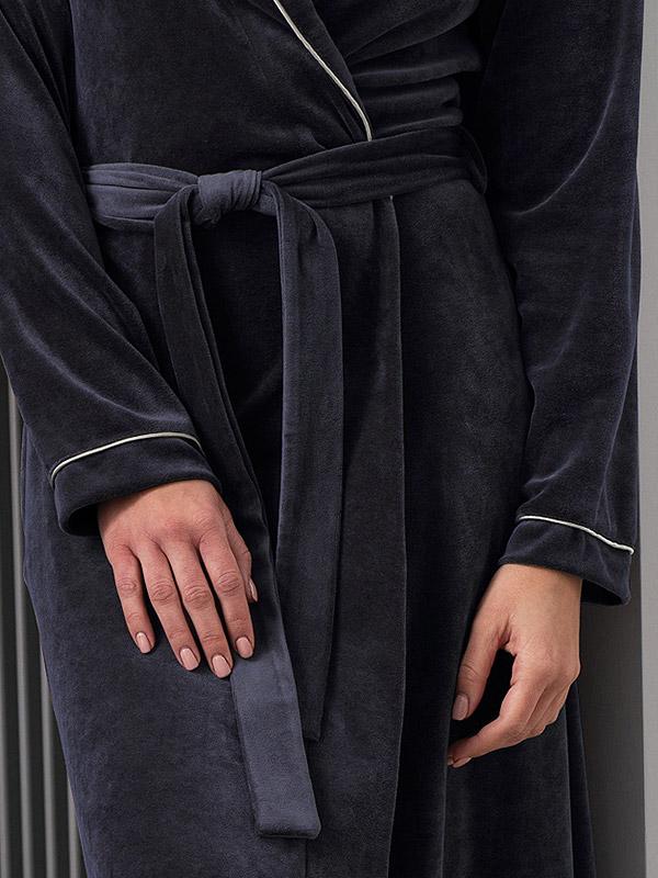 Belmanetti pikk puuvillane hommikumantel "Dora Velour Dark Grey"