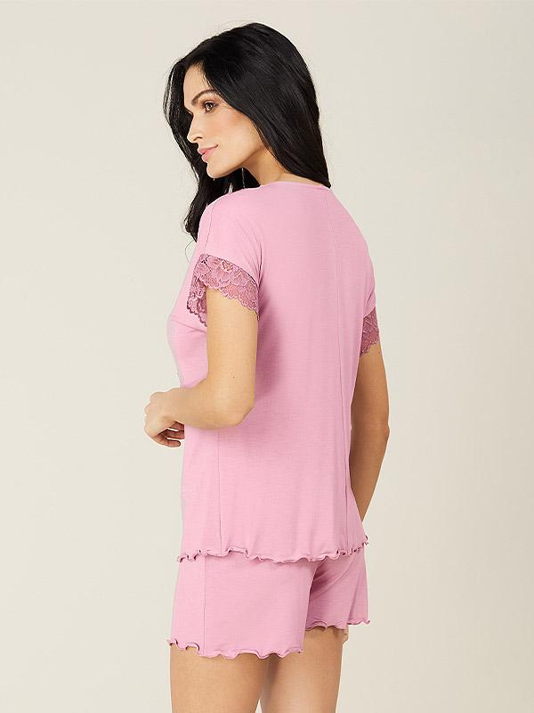 Lega lühike viskoosist pidžaama "Renna Dusty Pink"