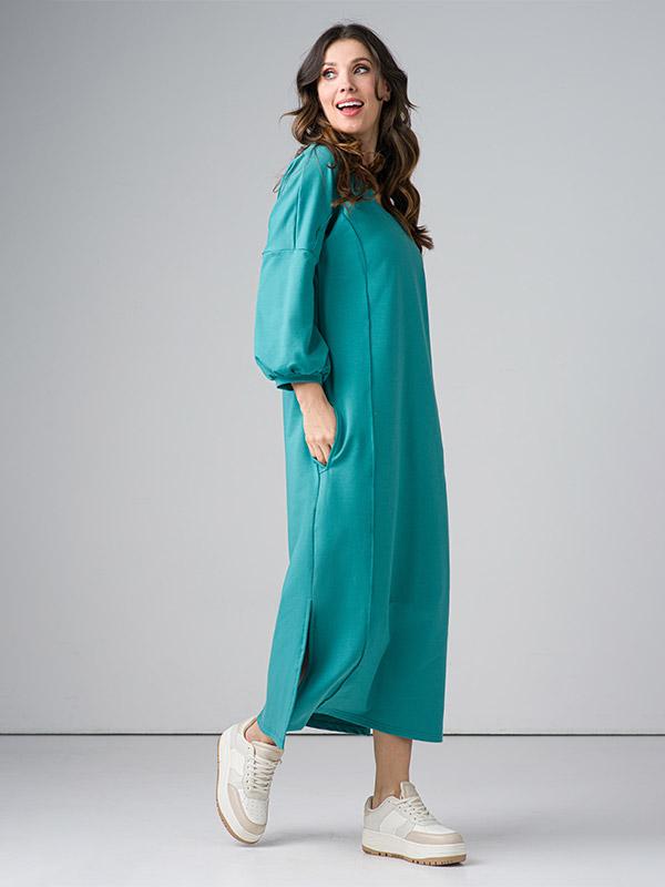 Lega длинное хлопковое платье "Bruna Turquoise"