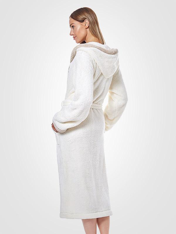 L&L длинный халат с капюшоном "Enya Ecru - Cappucino"