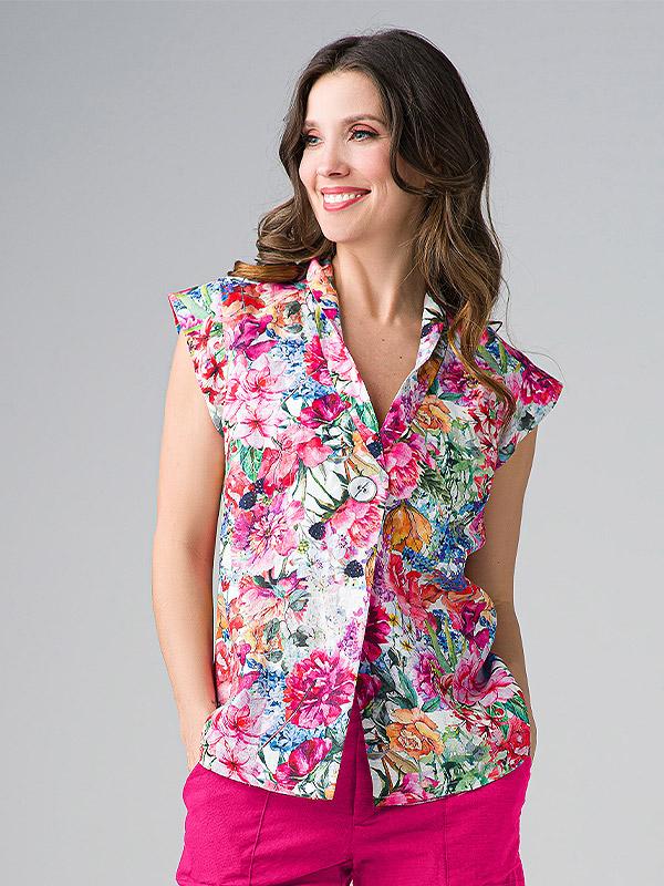 Lega linane jakk "Leonna Multicolor Flower Print"