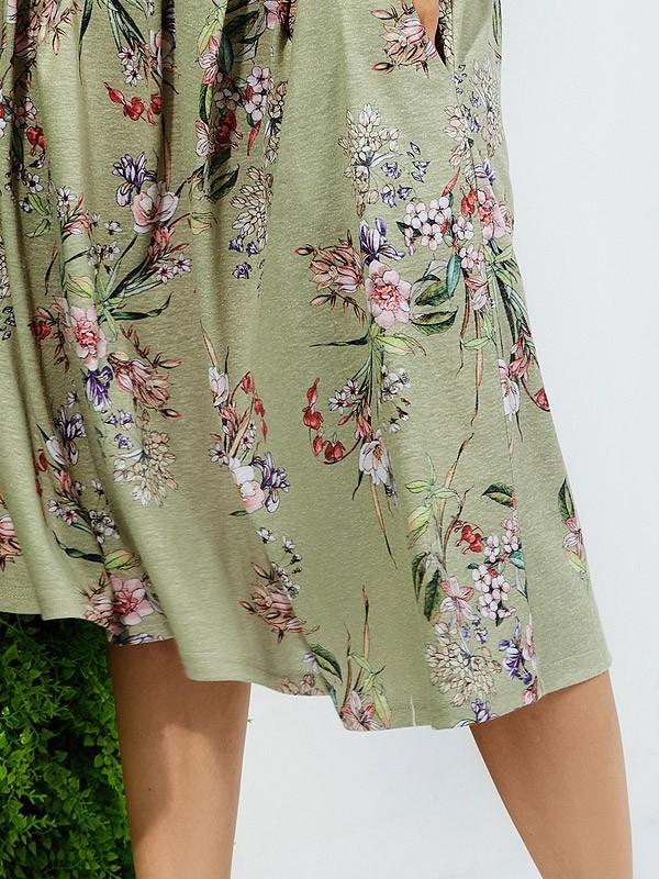 Lega льняная юбка "Eustoma Green Flower Print"